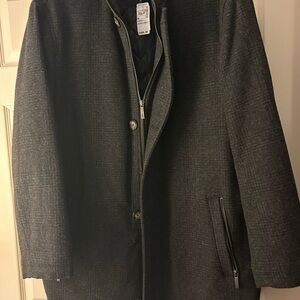 Jos. A. Bank, Dark Gray Check Pattern, Wool Insulated Dress Jacket/Coat